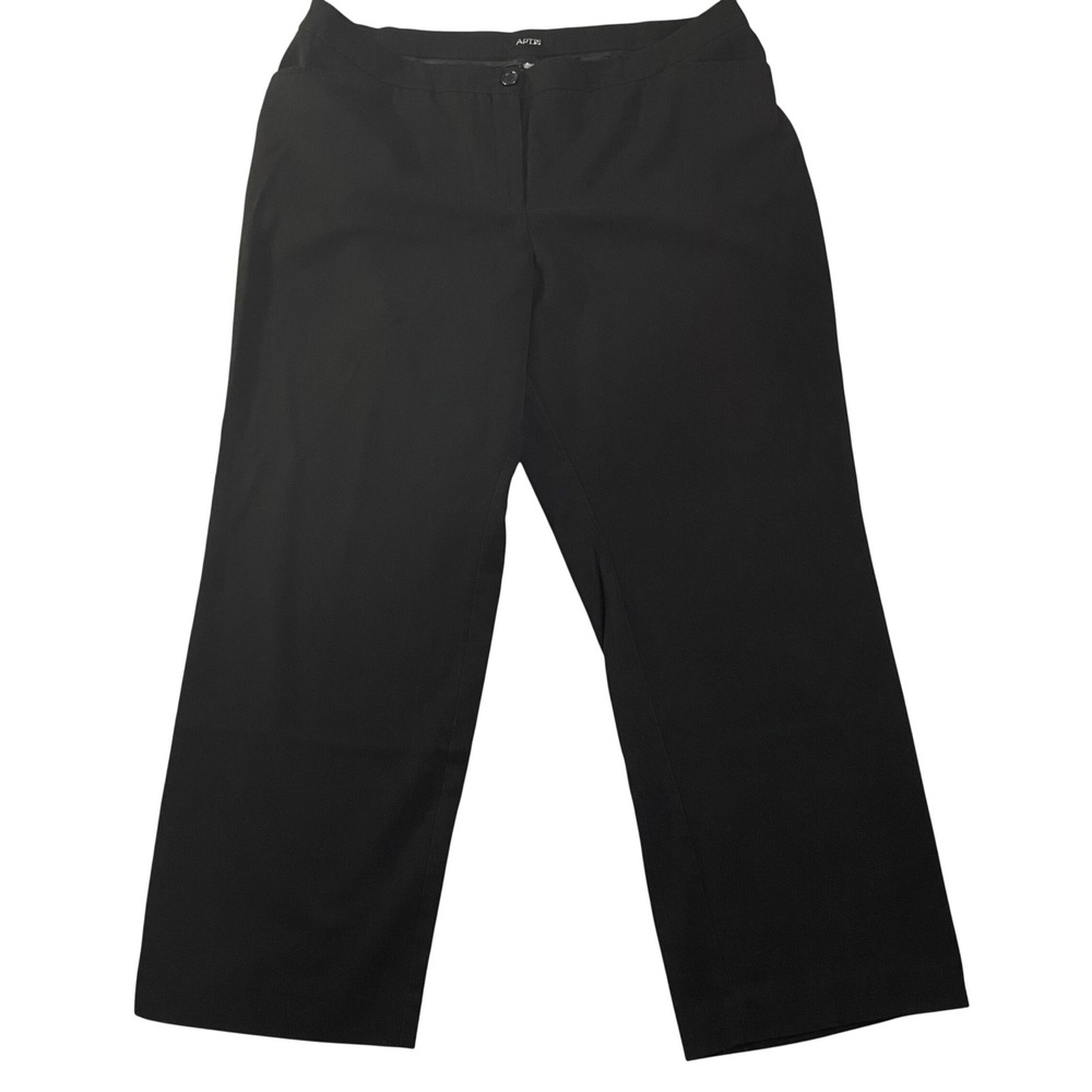 Apt 9 Dress Pant Women's Size 16WS Black Wide Leg Stretch Workwear Slacks *FLAW